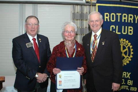 Nov. 2013: receiving a Rotary Club of Halifax "Paul Harris Fellowship"